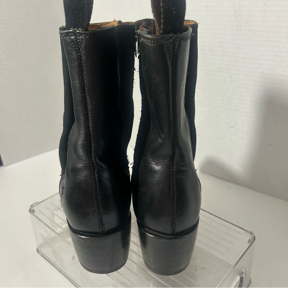 FRYE Women’s Black Leather Heeled Ankle Boots Goth Witchy Western Moto 5.5 - Picture 9 of 10